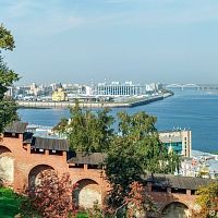 Вид на стрелку рек Ока и Волга
